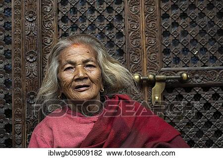 Portrait of an older woman, Patan, Lalitpur, Kathmandu, Nepal, Asia View Large Photo Image Stock Image - Portrait of an older woman, Patan, Lalitpur, Kathmandu, Nepal, Asia. Fotosearch