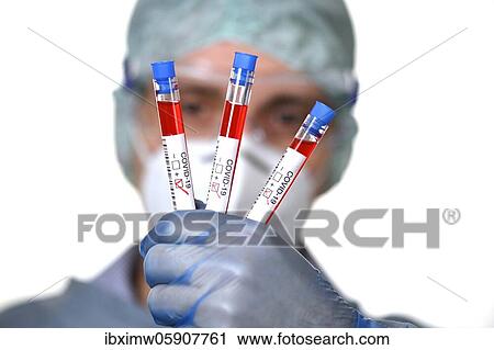 Stock Image - Positive test result, medical personnel using RT-PCR, real-time reverse transcriptase polymerase chain reaction, corona test, corona crisis, Baden-Württemberg, Germany, Europe. Fotosearch