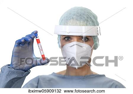 Stock Image - Positive test result, medical personnel using RT-PCR, real-time reverse transcriptase polymerase chain reaction, corona test, corona crisis, Baden-Württemberg, Germany, Europe. Fotosearch