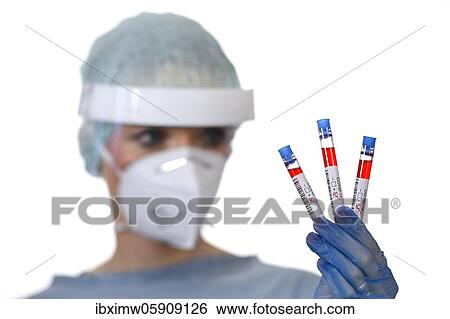 Stock Photograph - Positive test result, medical personnel using RT-PCR, real-time reverse transcriptase polymerase chain reaction, corona test, corona crisis, Baden-Württemberg, Germany, Europe. Fotosearch