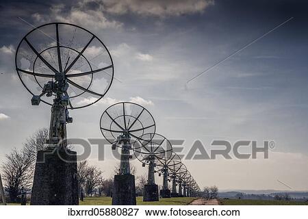 Stock Photo - Radar telescope, Lost Place, Ardennes, Belgium, Europe. Fotosearch