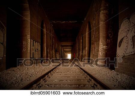 Stock Image - Rails, Lost Place, Rethel junction, Düsseldorf, North Rhine-Westphalia, Germany, Europe. Fotosearch
