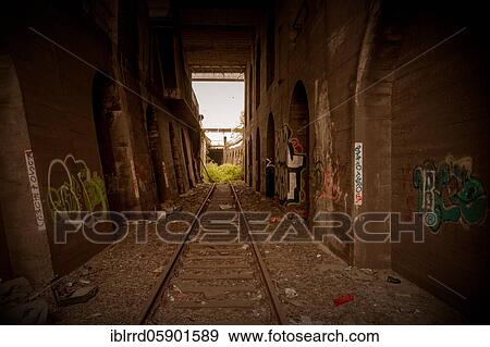 Stock Photo - Rails, Lost Place, Rethel junction, Düsseldorf, North Rhine-Westphalia, Germany, Europe. Fotosearch