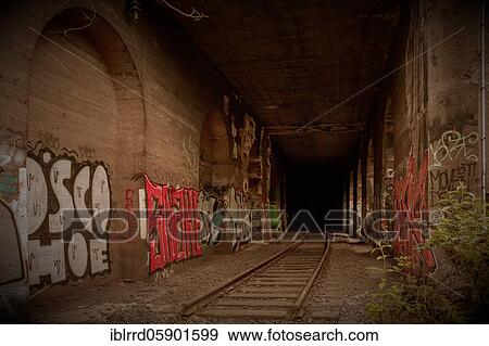 Stock Photo - Rails, Lost Place, Rethel junction, Düsseldorf, North Rhine-Westphalia, Germany, Europe. Fotosearch