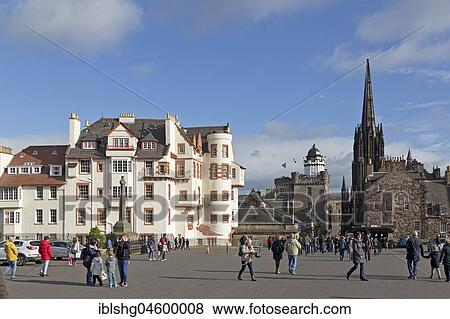 Stock Photo - Ramsay Garden, Old Town, Castle Hill, Edinburgh, Scotland, Great Britain. Fotosearch