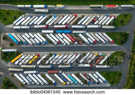 Raststätte Rhynern-Süd, Motorway A2, truck rest area, full car park, lorry, driving times, herringbone pattern, ban on Sunday driving, Hamm, North Rhine-Westphalia, Germany, Europe View Large Photo Image Stock Photography - Raststätte Rhynern-Süd, Motorway A2, truck rest area, full car park, lorry, driving times, herringbone pattern, ban on Sunday driving, Hamm, North Rhine-Westphalia, Germany, Europe. Fotosearch