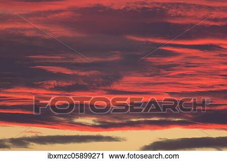 Red clouds in the evening sky, Bavaria, Germany, Europe View Large Photo Image Stock Image - Red clouds in the evening sky, Bavaria, Germany, Europe. Fotosearch