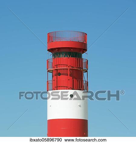 Stock Image - Red-white lighthouse Helgoland Dune, Helgoland Dune, Helgoland Island, North Sea, Schleswig-Holstein, Germany, Europe. Fotosearch