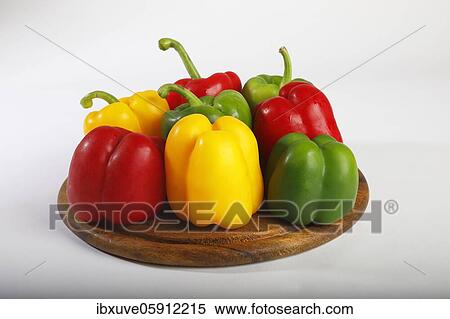 Red, yellow and green peppers (Capsicum annuum), vegetables, studio recording, Germany, Europe View Large Photo Image Stock Photography - Red, yellow and green peppers (Capsicum annuum), vegetables, studio recording, Germany, Europe. Fotosearch