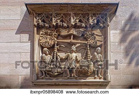 Replica of the Waagrelief by Adam Kraft, 1497, former Waaghaus, shows the scales as a symbol of trade and a symbol of fair compensation, original in the Germanisches National Museum, Old Town, Nuremberg, Middle Franconia, Franconia, Bavaria, Germany,... View Large Photo Image Stock Photo - Replica of the Waagrelief by Adam Kraft, 1497, former Waaghaus, shows the scales as a symbol of trade and a symbol of fair compensation, original in the Germanisches National Museum, Old Town, Nuremberg, Middle Franconia, Franconia, Bavaria, Germany,.... Fotosearch