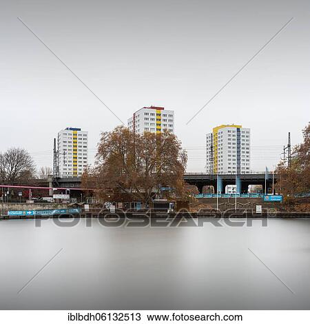 Stock Image - Residential high-rise buildings at Jannowitzbrücke, 2020, prefabricated buildings, Berlin-Mitte, Germany, Europe. Fotosearch