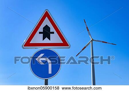 Stock Photo - Right of way for wind energy, wind turbines, wind power plant at the rest stop Sazgitterhüttenblick Süd, Sazgitter, Lower Saxony, Germany, Europe. Fotosearch