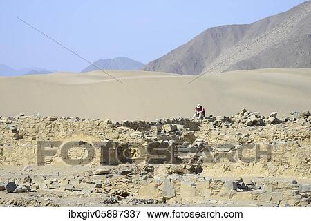 Ruins of Caral, oldest city in America, Unesco World Heritage Site, Rio Supe Valley, Peru, South America View Large Photo Image Stock Photo - Ruins of Caral, oldest city in America, Unesco World Heritage Site, Rio Supe Valley, Peru, South America. Fotosearch