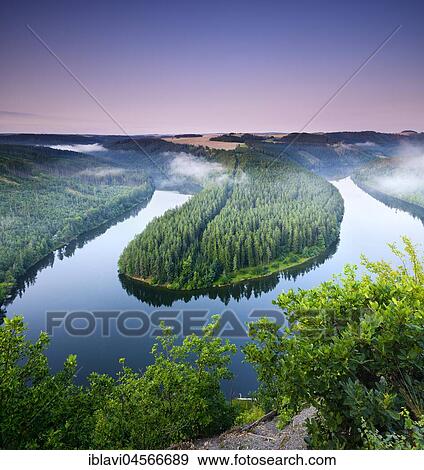 Saaleschleife, Hohenwarte reservoir, morning atmosphere, nature Park Thuringian Slate Mountains, Upper Saale, Thuringia, Germany, Europe View Large Photo Image Stock Photo - Saaleschleife, Hohenwarte reservoir, morning atmosphere, nature Park Thuringian Slate Mountains, Upper Saale, Thuringia, Germany, Europe. Fotosearch