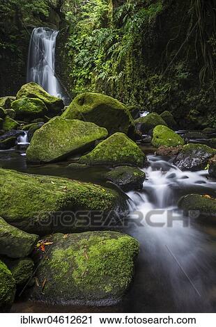 Stock Image - Salto do Prego waterfall, Povoação, Sao Miguel, Azores, Portugal, Europe. Fotosearch
