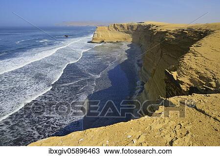 Sandstone coast at Supay Beach, Paracas National Reserve, Paracas, Ica Region, Peru, South America View Large Photo Image Stock Image - Sandstone coast at Supay Beach, Paracas National Reserve, Paracas, Ica Region, Peru, South America. Fotosearch