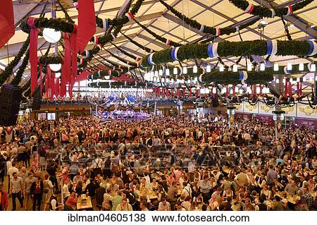 Stock Photo - Schottenhamel marquee, Oktoberfest, Wiesn, Munich, Upper Bavaria, Bavaria, Germany, Europe. Fotosearch