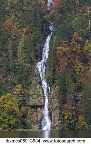 Schrainbach waterfall in autumn, Königssee, Berchtesgaden National Park, Berchtesgadener Land, Bavaria, Germany, Europe View Large Photo Image Picture - Schrainbach waterfall in autumn, Königssee, Berchtesgaden National Park, Berchtesgadener Land, Bavaria, Germany, Europe. Fotosearch
