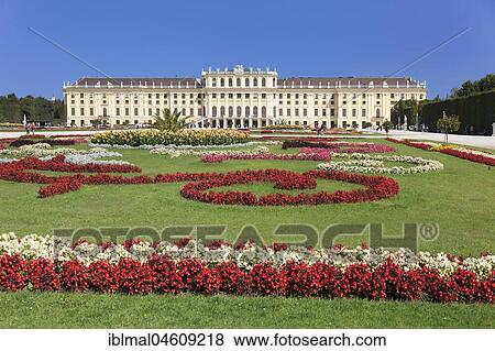 Schönbrunn Palace with flower bed, Vienna, Austria, Europe View Large Photo Image Stock Photo - Schönbrunn Palace with flower bed, Vienna, Austria, Europe. Fotosearch