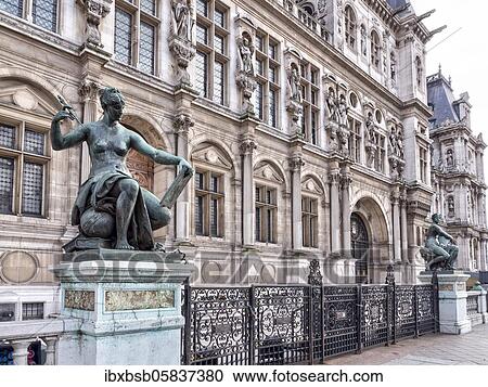 Sculpture in front of the city hall Hôtel de Ville, Paris, France, Europe View Large Photo Image Stock Image - Sculpture in front of the city hall Hôtel de Ville, Paris, France, Europe. Fotosearch