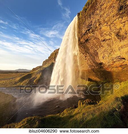 Seljalandsfoss waterfall in the evening light, Seljalandsa river, South Island, Island View Large Photo Image Stock Image - Seljalandsfoss waterfall in the evening light, Seljalandsa river, South Island, Island. Fotosearch
