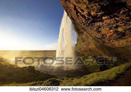 Seljalandsfoss waterfall in the evening light, Seljalandsa river, South Island, Island View Large Photo Image Stock Image - Seljalandsfoss waterfall in the evening light, Seljalandsa river, South Island, Island. Fotosearch