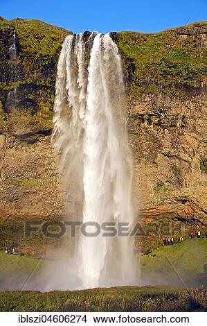 Seljalandsfoss Waterfall, Seljalandsa River, South Island, Island View Large Photo Image Picture - Seljalandsfoss Waterfall, Seljalandsa River, South Island, Island. Fotosearch