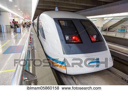 Shanghai Transrapid Maglev Shanghai Maglev Shanghai Maglev Train Airport Pudong Train Traffic Station, Shanghai, China, Asia View Large Photo Image Stock Photo - Shanghai Transrapid Maglev Shanghai Maglev Shanghai Maglev Train Airport Pudong Train Traffic Station, Shanghai, China, Asia. Fotosearch