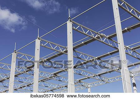 Shell of a logistics hall, concrete pillars and roof construction, Duisburg, North Rhine-Westphalia, Germany, Europe View Large Photo Image Stock Photo - Shell of a logistics hall, concrete pillars and roof construction, Duisburg, North Rhine-Westphalia, Germany, Europe. Fotosearch