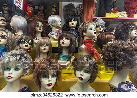 Shop window of a wig store, Bavaria, Germany, Europe View Large Photo Image Stock Image - Shop window of a wig store, Bavaria, Germany, Europe. Fotosearch