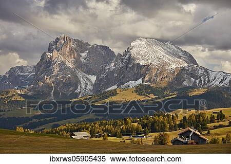 Shortly in front of the snowfall, view from the Seiser Alm to the Sassolungo, Alpe di Siusi, South Tyrol, Italy, Europe View Large Photo Image Stock Photography - Shortly in front of the snowfall, view from the Seiser Alm to the Sassolungo, Alpe di Siusi, South Tyrol, Italy, Europe. Fotosearch