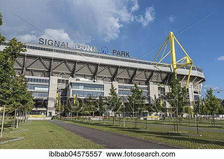 Stock Photo - Signal Iduna Park, BVB Soccer Stadium, Dortmund, Ruhr Area, North Rhine-Westphalia, Germany, Europe. Fotosearch
