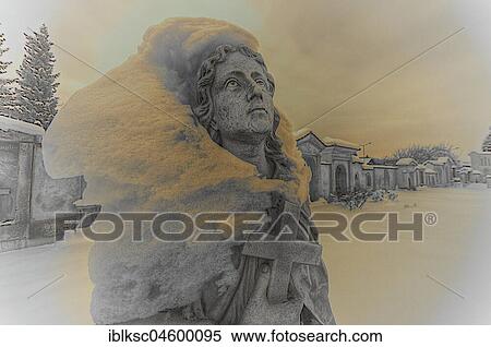 Snow-covered statue of an angel at the cemetery of the church St. Jakob, Leoben, Styria, Austria, Europe View Large Photo Image Stock Photography - Snow-covered statue of an angel at the cemetery of the church St. Jakob, Leoben, Styria, Austria, Europe. Fotosearch