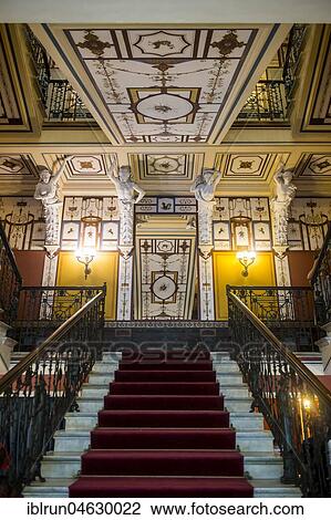 Stock Image - Staircase in the Achilleion palace, old town of Corfu, Ionian Islands, Greece, Europe. Fotosearch