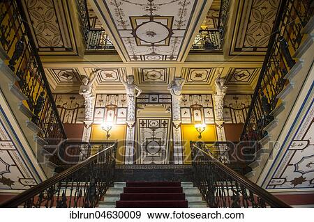 Stock Photo - Staircase in the Achilleion palace, old town of Corfu, Ionian Islands, Greece, Europe. Fotosearch