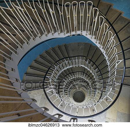 Stock Image - Staircase of the 1950s, Nuremberg, Bavaria, Germany, Europe. Fotosearch