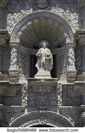 Stock Photograph - Statue at the church Parroquia San Juan Bautista de Yanahuara, Arequipa, Peru, South America. Fotosearch