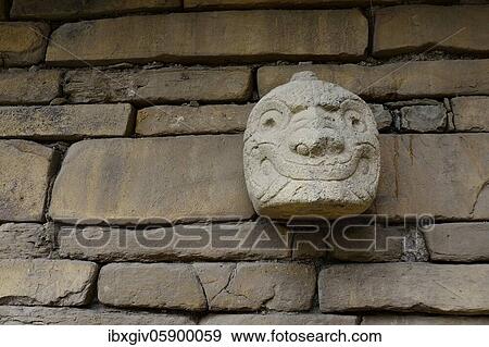 Stone head, half man half cat, on a wall of the ruins of Chavín de Huántar, Unesco World Heritage Site, near Huaraz, Ancash region, Peru, South America View Large Photo Image Stock Photo - Stone head, half man half cat, on a wall of the ruins of Chavín de Huántar, Unesco World Heritage Site, near Huaraz, Ancash region, Peru, South America. Fotosearch