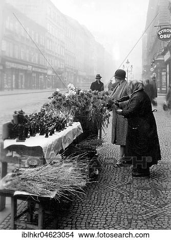 Street sale flowers ca. 1930, exact place unknown, Germany, Europe View Large Photo Image Picture - Street sale flowers ca. 1930, exact place unknown, Germany, Europe. Fotosearch