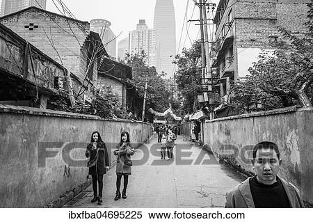 Street scene in an old town district, Chongqing, China, Asia View Large Photo Image Stock Photography - Street scene in an old town district, Chongqing, China, Asia. Fotosearch