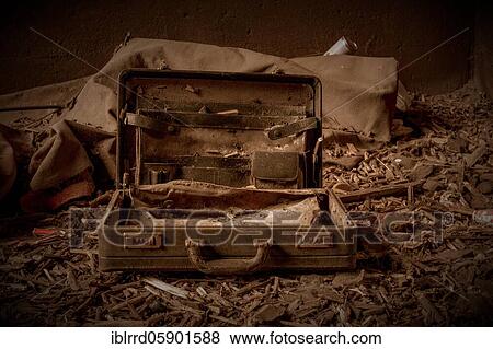 Suitcase, Lost Place, Branch Rethel, Düsseldorf, North Rhine-Westphalia, Germany, Europe View Large Photo Image Stock Photo - Suitcase, Lost Place, Branch Rethel, Düsseldorf, North Rhine-Westphalia, Germany, Europe. Fotosearch