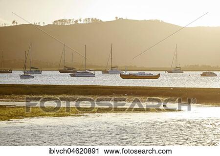 Stock Image - Sunset Leisure Island, Knysna, Garden Route, Western Cape, South Africa, Africa. Fotosearch