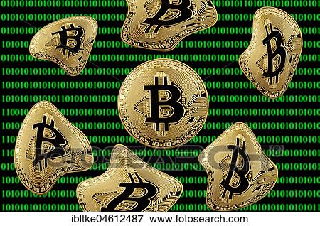Symbol image Digital currency, gold virtual coin Bitcoin in digital binary code View Large Photo Image Stock Photo - Symbol image Digital currency, gold virtual coin Bitcoin in digital binary code. Fotosearch