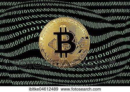 Symbol image Digital currency, gold virtual coin Bitcoin in digital binary code View Large Photo Image Stock Photo - Symbol image Digital currency, gold virtual coin Bitcoin in digital binary code. Fotosearch