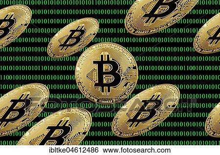 Symbol image Digital currency, gold virtual coin Bitcoin in digital binary code View Large Photo Image Stock Photograph - Symbol image Digital currency, gold virtual coin Bitcoin in digital binary code. Fotosearch