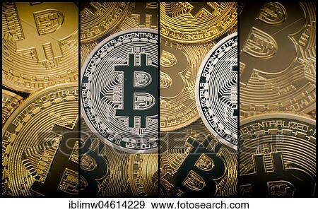 Symbol image turbulence stock market crash digital currency, silver among gold physical coins Bitcoin View Large Photo Image Stock Photo - Symbol image turbulence stock market crash digital currency, silver among gold physical coins Bitcoin. Fotosearch