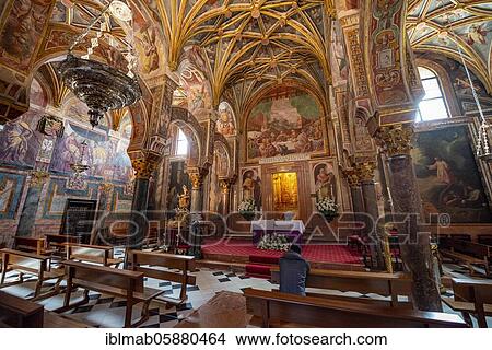 Picture - Tabernacle on decorated ceiling, ceiling paintings with angels in the side chapel, Capilla del Sagrario, Mezquita-Catedral de Córdoba or Cathedral of the Conception of Our Lady, Córdoba, Province of Cordoba, Andalusia, Spain, Europe. Fotosearch