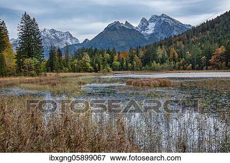 Taubensee with Watzmann and Hochkalter, Ramsau, Berchtesgadener Alps, Berchtesgadener Land, Upper Bavaria, Bavaria, Germany, Europe View Large Photo Image Stock Photo - Taubensee with Watzmann and Hochkalter, Ramsau, Berchtesgadener Alps, Berchtesgadener Land, Upper Bavaria, Bavaria, Germany, Europe. Fotosearch