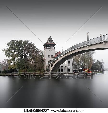 Stock Photo - The Abbey Bridge connects Berlin Treptow Köpenick over the Spree with the Isle of Youth. Fotosearch
