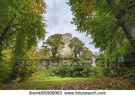 Stock Image - The Altboman castle ruins on the Bodanrück, County of Constance, Baden-Württemberg, Germany, Europe. Fotosearch